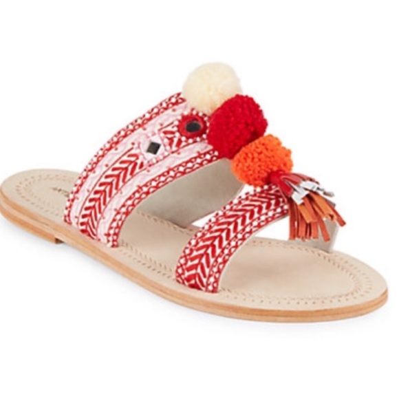 Anthropologies Anti Batik Pom Pom sandals FIRM - Picture 7 of 9